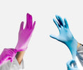 Latex und Nitrilhandschueh in pink und blau