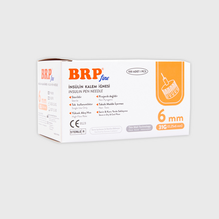 BRP Fine 6 mm Insulin Pennadeln in geschlossener Verpackung – 100 Stück, steril und latexfrei

